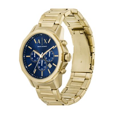 Armani Exchange Chronograph Gold-Tone Stainless Watch Steel - Watch - Set and AX7151SET Station Bracelet