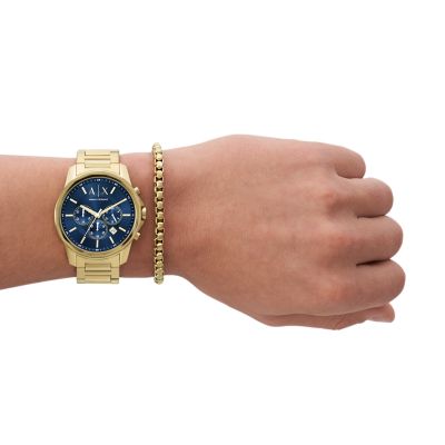 Armani Exchange Chronograph Gold-Tone Stainless Steel Watch and Bracelet Set  - AX7151SET - Watch Station | Quarzuhren