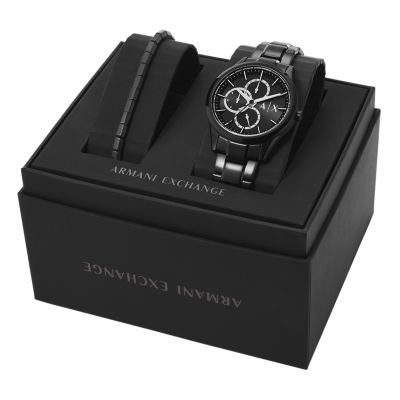 Armani Exchange Multifunction Black Stainless Steel Watch and 