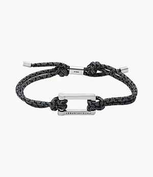 Bracelet Armani Exchange en nylon, noir et gris