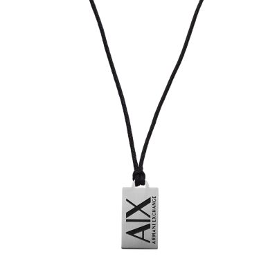 Armani Exchange Men's Stainless Steel Dog Tag Necklace - Silver