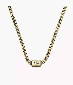 Armani Exchange Gold-Tone Stainless Steel Chain Necklace