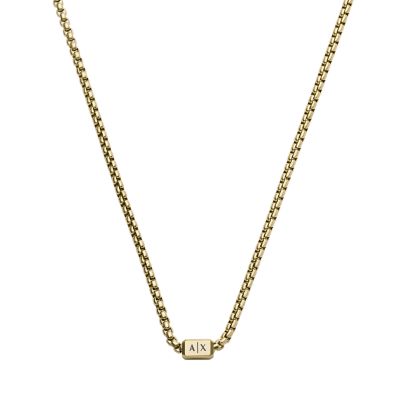 Armani Exchange Gold Tone Stainless Steel Chain Necklace