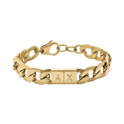 AXG0078710 - Gold-Tone Station - Armani Exchange Bracelet Stainless Chain Steel Watch