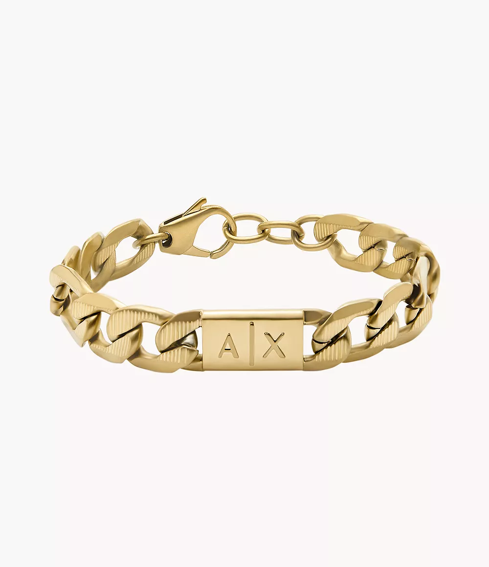 armani exchange bracelet chaîne armani exchange en acier inoxydable doré - doré
