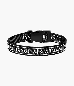 Bracelet manchette Armani Exchange en rPET noir et gris