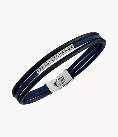 Armani Exchange Blue Leather Multi-Strand Bracelet - AXG0084040 - Watch  Station