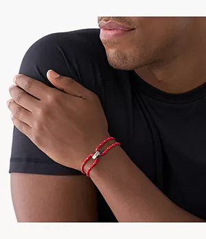 Armani Exchange Red Polyester ID Bracelet