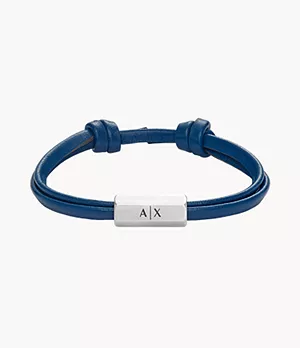 Armani Exchange Blue Leather ID Bracelet