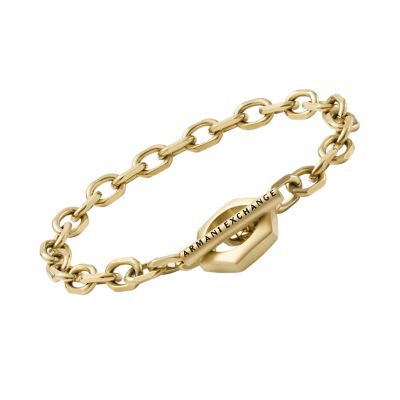 Armani Bracelet - Stainless Exchange Chain Steel Station Gold-Tone Watch AXG0104710 -