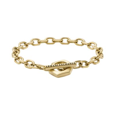Armani Exchange Gold-Tone Watch Bracelet AXG0104710 Chain - Stainless Station - Steel