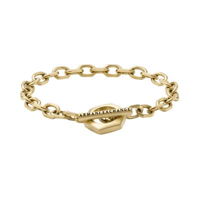 Armani Exchange Gold-Tone Stainless Steel Chain Bracelet