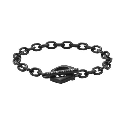- Exchange Stainless - AXG0105001 Chain Watch Black Bracelet Station Steel Armani