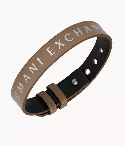 Armani Exchange Black and Beige Reversible Leather Strap Bracelet -  AXG0108040 - Watch Station