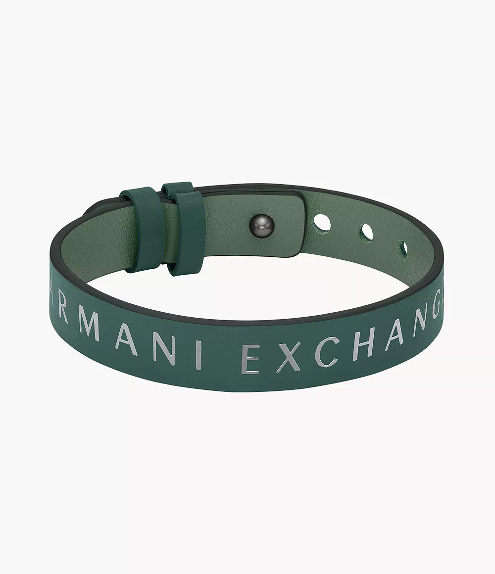 armani exchange bracelet réversible armani exchange en cuir vert - vert