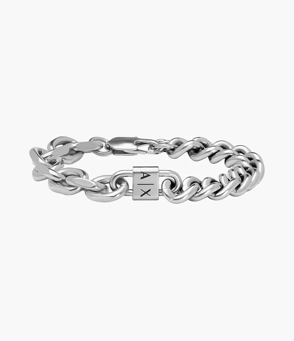 armani exchange bracelet chaîne armani exchange en acier inoxydable - argenté