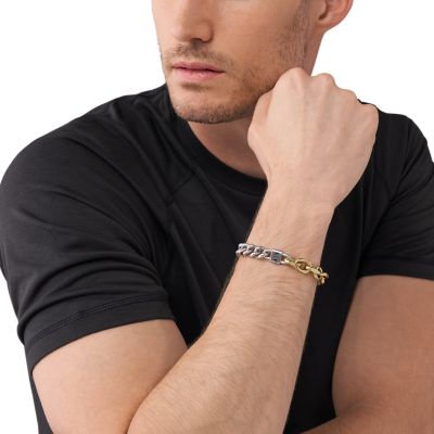 Bracelet-chaînette Armani Exchange en acier inoxydable bicolore