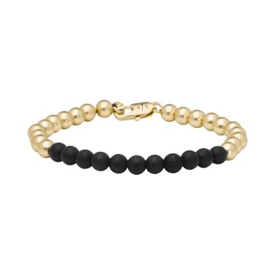 Armani Exchange Men's Two-Tone Brass Beaded Bracelet - Gold