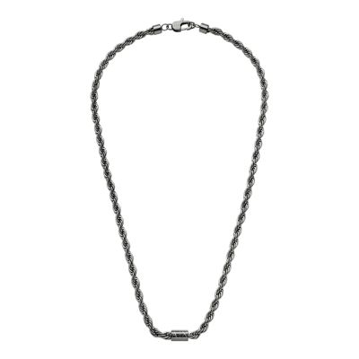 Armani Exchange Gunmetal Stainless Steel Chain Necklace