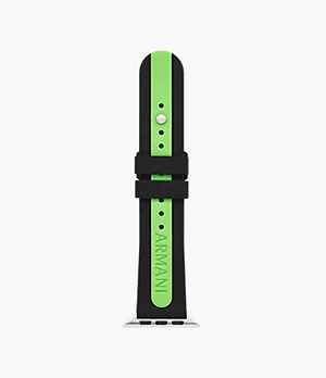 Bracelet en silicone noir et vert Armani Exchange pour Apple WatchMD de 42 mm, de 44 mm et de 45 mm