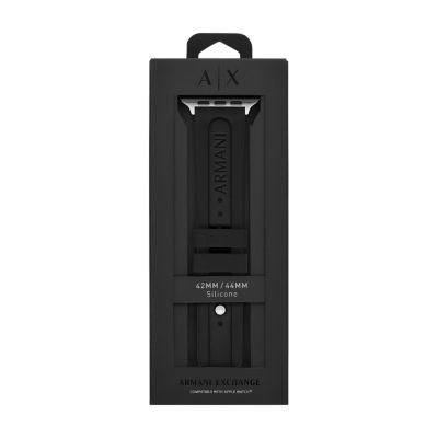 Armani Exchange Black Silicone Band For Apple Watch 42mm 44mm