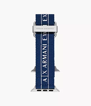 Bracelet Armani Exchange en PET recyclé, bleu, pour Apple Watch® de 42/44/45 mm