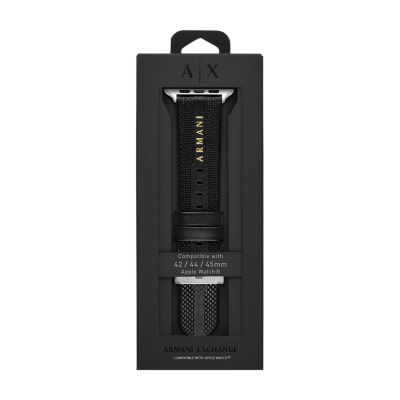 Armani Exchange Black Leather Band for Apple Watch®, 42/44/45mm