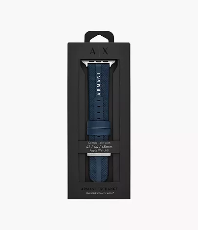 Bracelet Armani Exchange en cuir, bleu, pour Apple Watch® de 42/44