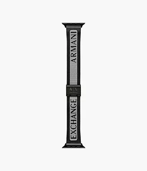 Bracelet pour Apple WatchMD Armani Exchange en acier inoxydable noir, 42/44/45 mm