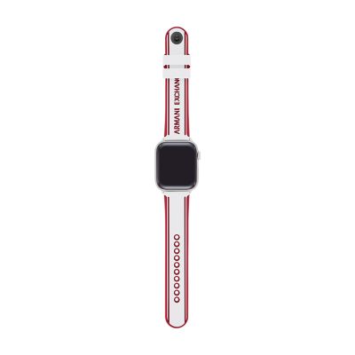 Armani Exchange Red and White Silicone Band For Apple Watch®, 42