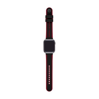 Armani Exchange Black and Red Silicone Band For Apple Watch®, 42