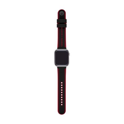 Armani Exchange Black and Red Silicone Band For Apple Watch 42