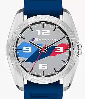BMW M Motorsport Three-Hand Blue Silicone Watch