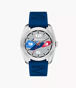 BMW M Motorsport Three-Hand Blue Silicone Watch