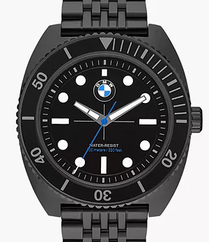 BMW Three-Hand Dive Black Stainless Steel Watch