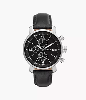 Montre Rhett chronographe en cuir noir
