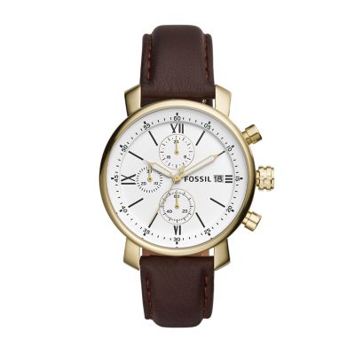 Artikel klicken und genauer betrachten! - Unser Chronograph Rhett repräsentiert mit seinem eleganten  goldfarbenen Edelstahlgehäuse und dem klassischen Lederband die perfekte Kombination aus Form und Funktion. | im Online Shop kaufen