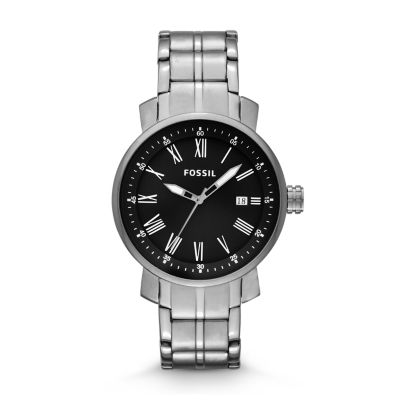 Rhett Three-Hand Black Stainless Steel Watch - BQ2369 - Fossil