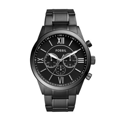 Flynn Chronograph Black Stainless Steel Watch BQ1127 Fossil