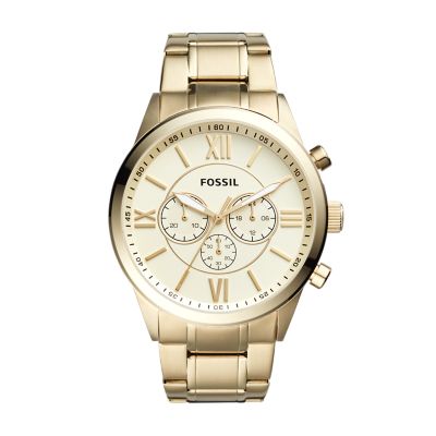Stevig zoogdier Productief Flynn Chronograph Gold-Tone Stainless Steel Watch - BQ1128IE - Fossil