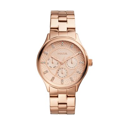 Modern Sophisticate Multifunction Rose Gold Tone Stainless Steel Watch BQ1561 Fossil