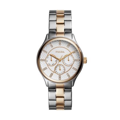 Modern Sophisticate Multifunction Two Tone Stainless Steel Watch