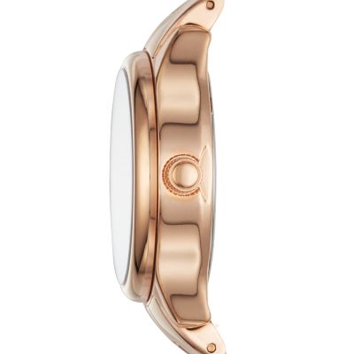 Modern Sophisticate Three Hand Rose Gold Tone Stainless Steel