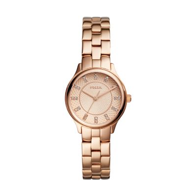 Modern Sophisticate Three-Hand Rose Gold-Tone Stainless Steel Watch ...