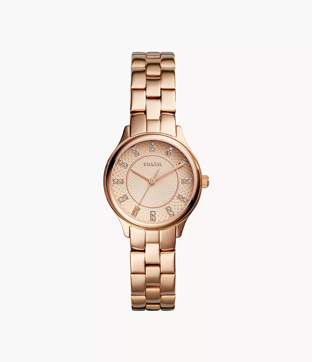 Modern Sophisticate Three-Hand Rose Gold-Tone Stainless Steel Watch Jewelry
