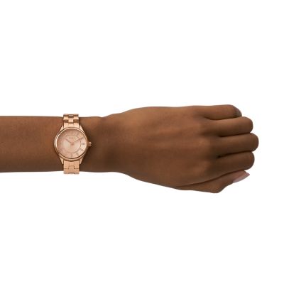 Modern Sophisticate Three-Hand Rose Gold-Tone Stainless Steel Watch