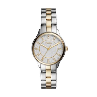 Modern Sophisticate Three-Hand Two-Tone Stainless Steel Watch Jewelry