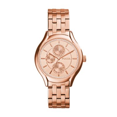 Fossil analog rose hot sale gold dial women's watch