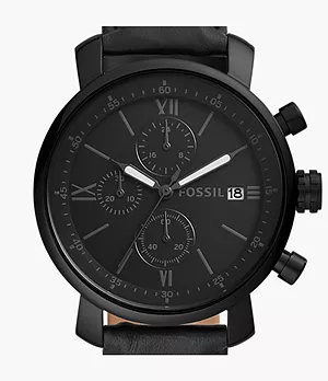 Montre Rhett chronographe en cuir noir