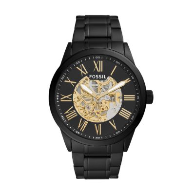 Flynn Automatic Black Stainless Steel Watch - BQ2092 - Fossil